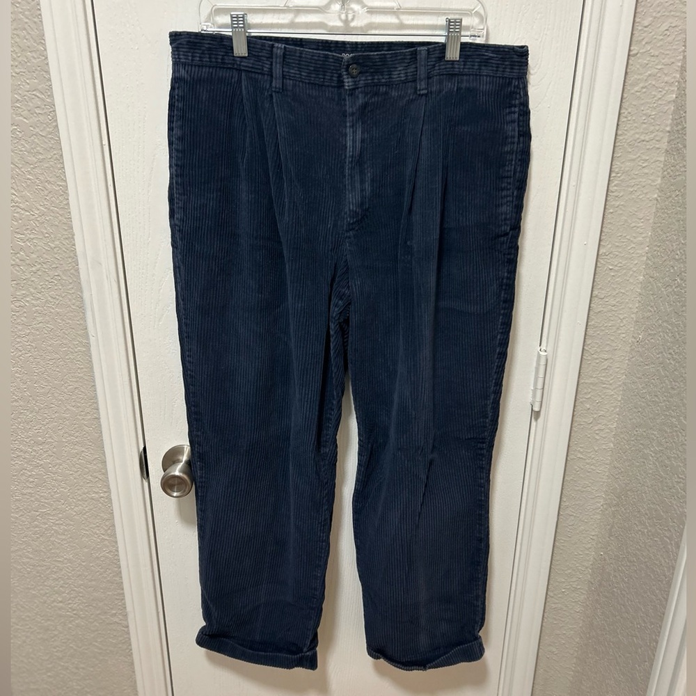 Dockers vintage 80s dark blue corduroy khaki pants men’s size 36W 29L